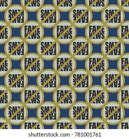 Conceptual seamless pattern with logo fake news. Global problems of humanity.