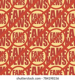Conceptual seamless pattern with logo fake news. Global problems of humanity.
