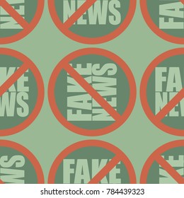 Conceptual seamless pattern with logo fake news. Global problems of humanity.