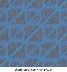 Conceptual seamless pattern with logo fake news. Global problems of humanity.