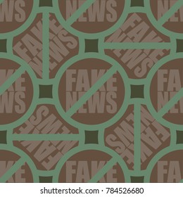 Conceptual seamless pattern with logo fake news. Global problems of humanity.