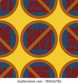 Conceptual seamless pattern with logo fake news. Global problems of humanity.