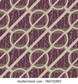 Conceptual seamless pattern with logo fake news. Global problems of humanity.