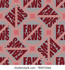 Conceptual seamless pattern with logo fake news. Global problems of humanity.