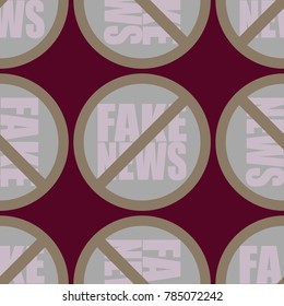 Conceptual seamless pattern with logo fake news. Global problems of humanity.