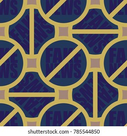 Conceptual seamless pattern with logo fake news. Global problems of humanity.