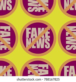 Conceptual seamless pattern with logo fake news. Global problems of humanity.