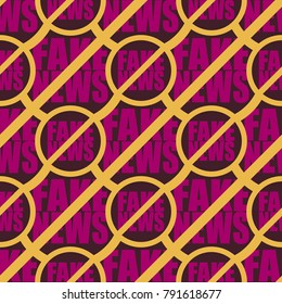 Conceptual seamless pattern with logo fake news. Global problems of humanity.
