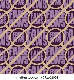 Conceptual seamless pattern with logo fake news. Global problems of humanity.