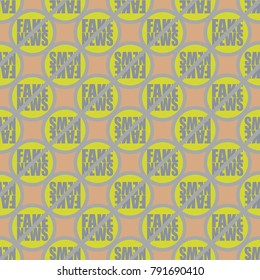 Conceptual seamless pattern with logo fake news. Global problems of humanity.