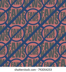 Conceptual seamless pattern with logo fake news. Global problems of humanity.