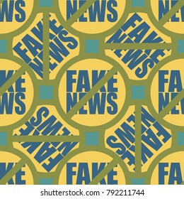 Conceptual seamless pattern with logo fake news. Global problems of humanity.