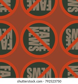 Conceptual seamless pattern with logo fake news. Global problems of humanity.
