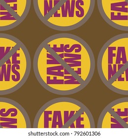 Conceptual seamless pattern with logo fake news. Global problems of humanity.