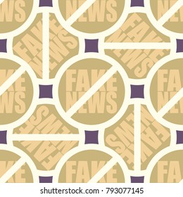 Conceptual seamless pattern with logo fake news. Global problems of humanity.