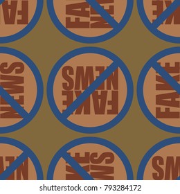 Conceptual seamless pattern with logo fake news. Global problems of humanity.