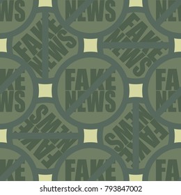 Conceptual seamless pattern with logo fake news. Global problems of humanity.