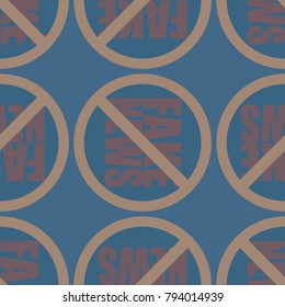 Conceptual seamless pattern with logo fake news. Global problems of humanity.