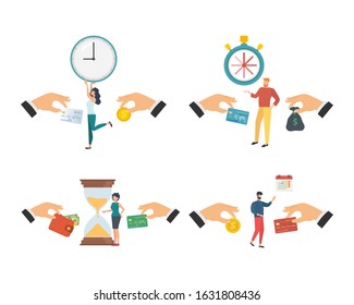 Conceptual set of loan repayment, refund to the card money.