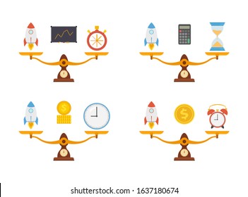 Conceptual set of time for startup a business idea.