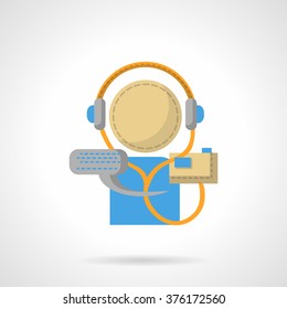 Conceptual sign of audio lessons, training, audio books. Education. Distance learning. Vector icon flat color style. Web design element for site, mobile and business.