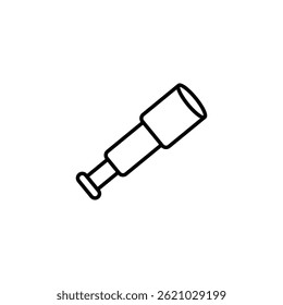 Conceptual simple line art illustration of a nautical spyglass tool icon