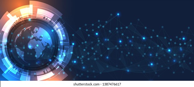 Conceptual smart technology illustration. Abstract futuristic background with space for text and shiny lights.