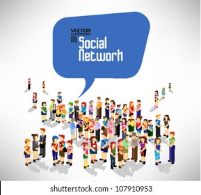conceptual social network with many people icon vector design