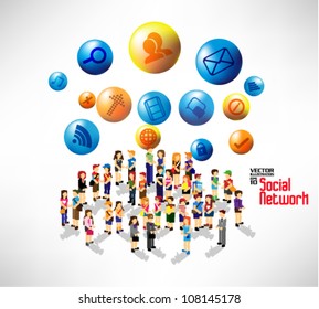 conceptual social networking and people icon vector design