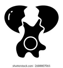 Conceptual solid design icon of broken egg 