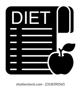 Conceptual solid design icon of diet chart