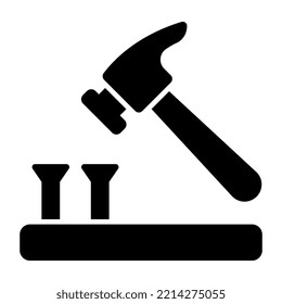 Conceptual solid design icon of fix iron nail 