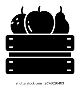 Icono de diseño sólido conceptual de la cesta de frutas 
