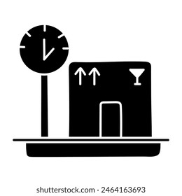 Conceptual solid design icon of parcel weighing

