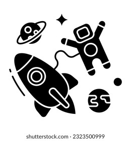 Conceptual solid design icon of rocket 