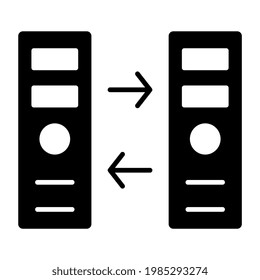 A conceptual solid design icon of server transfer
