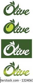 Conceptual solution for olive oil logo, vector, one color, two colors, negative and color transitions