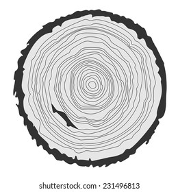 Conceptual space background with tree-rings with saw cut tree trunk. Vector graphics EPS10.