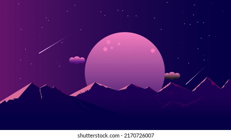 Conceptual space harmony purple planet background.