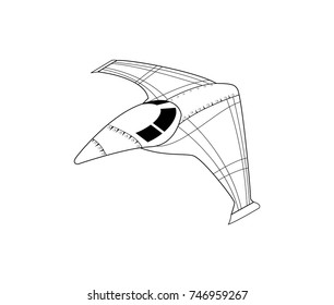 Conceptual spaceship flying icon. Rocket flying through space with stars sign. Thin line icon on white background. Vector illustration.