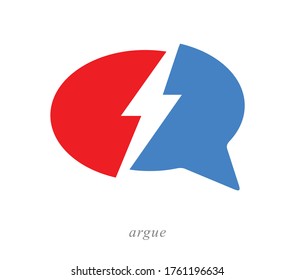 Signo conceptual de comunicación de burbuja de habla conceptual vector aislado en blanco, diálogo o lluvia de ideas, discusión o argumento.