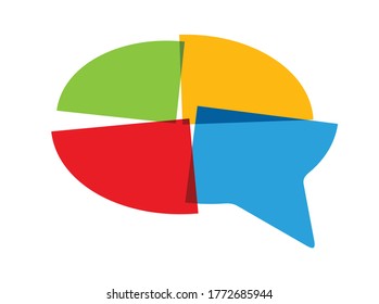 Signo conceptual de comunicación de burbuja de habla conceptual vector aislado en blanco, diálogo o lluvia de ideas, discusión o argumento.
