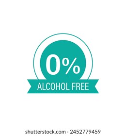 Sello conceptual para productos de embalaje. Etiquetado: sin alcohol. Sello con un icono plano. Vector gráfico