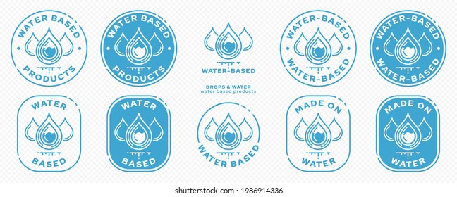 Conceptual stamps for product packaging. Sign - water-based. Information sticker. Vector elements