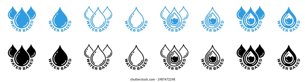 Conceptual stamps for product packaging. Sign - water-based. Information sticker. Vector elements