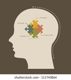conceptual strategy and teamwork, thinking. vector illustration