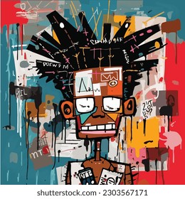 Conceptual street art, graffiti style vector painting of the concept of self expression