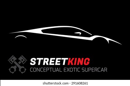 Conceptual Street King Exotic Supercar Silhouette Vector Design