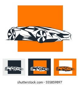 Conceptual Street King Exotic Supercar Silhouette Vector, Super car design concept.  car logotype