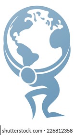 Conceptual Strength Icon Of Atlas Holding The Globe On His Back